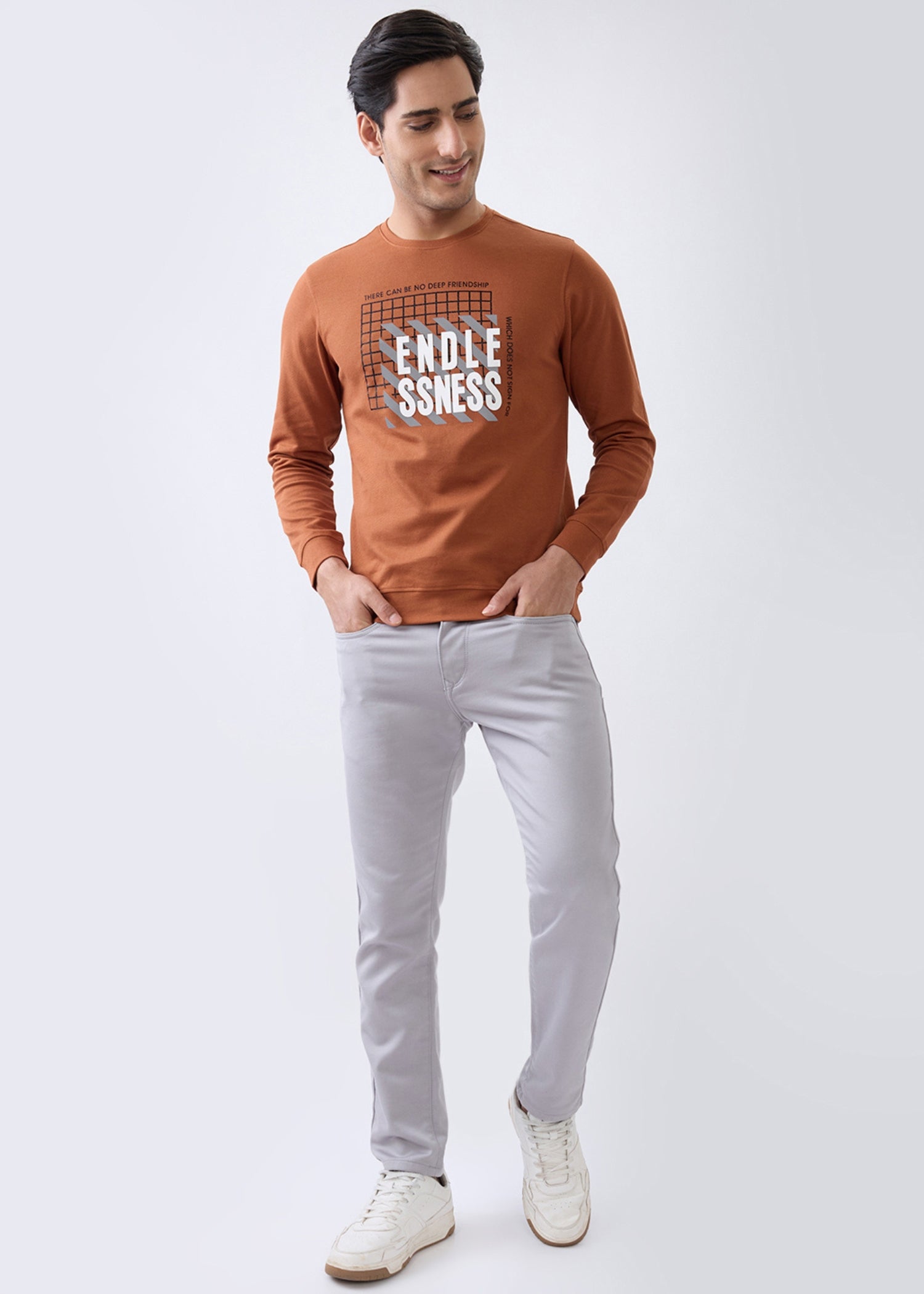 Deep Graphic Full Sleeve Sweatshirt: Rust