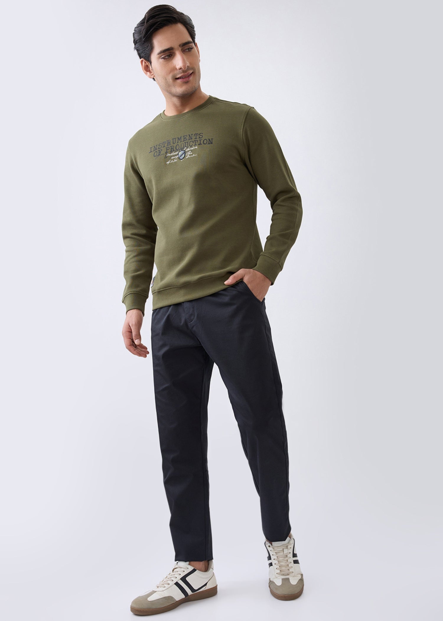 Instruments Graphic Full Sleeve Sweatshirt: Olive