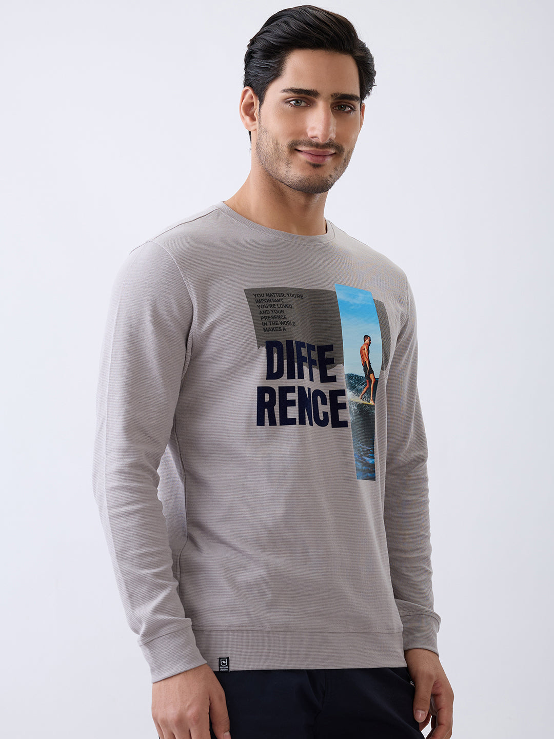 Matter Typography Fitted Sweatshirt: L.Grey