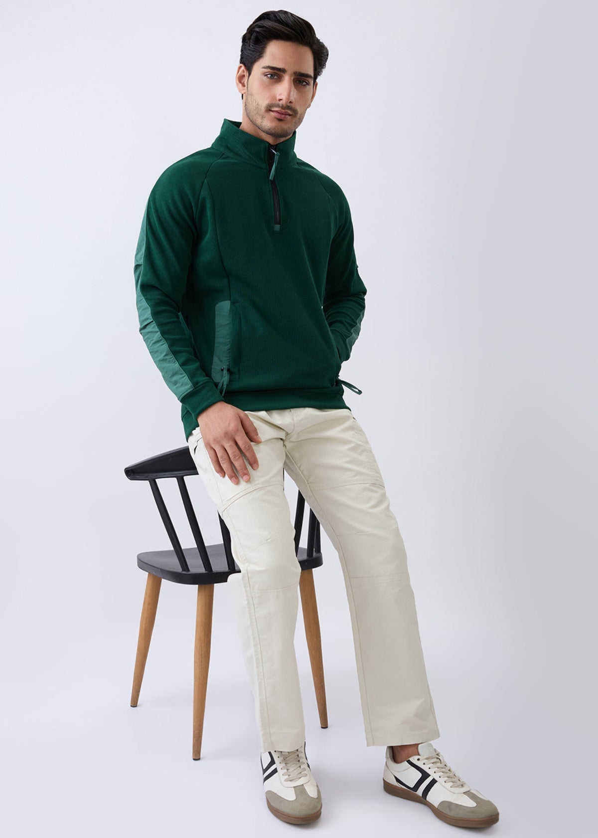 Grateful Zip-Neck Full Sleeve Sweatshirt