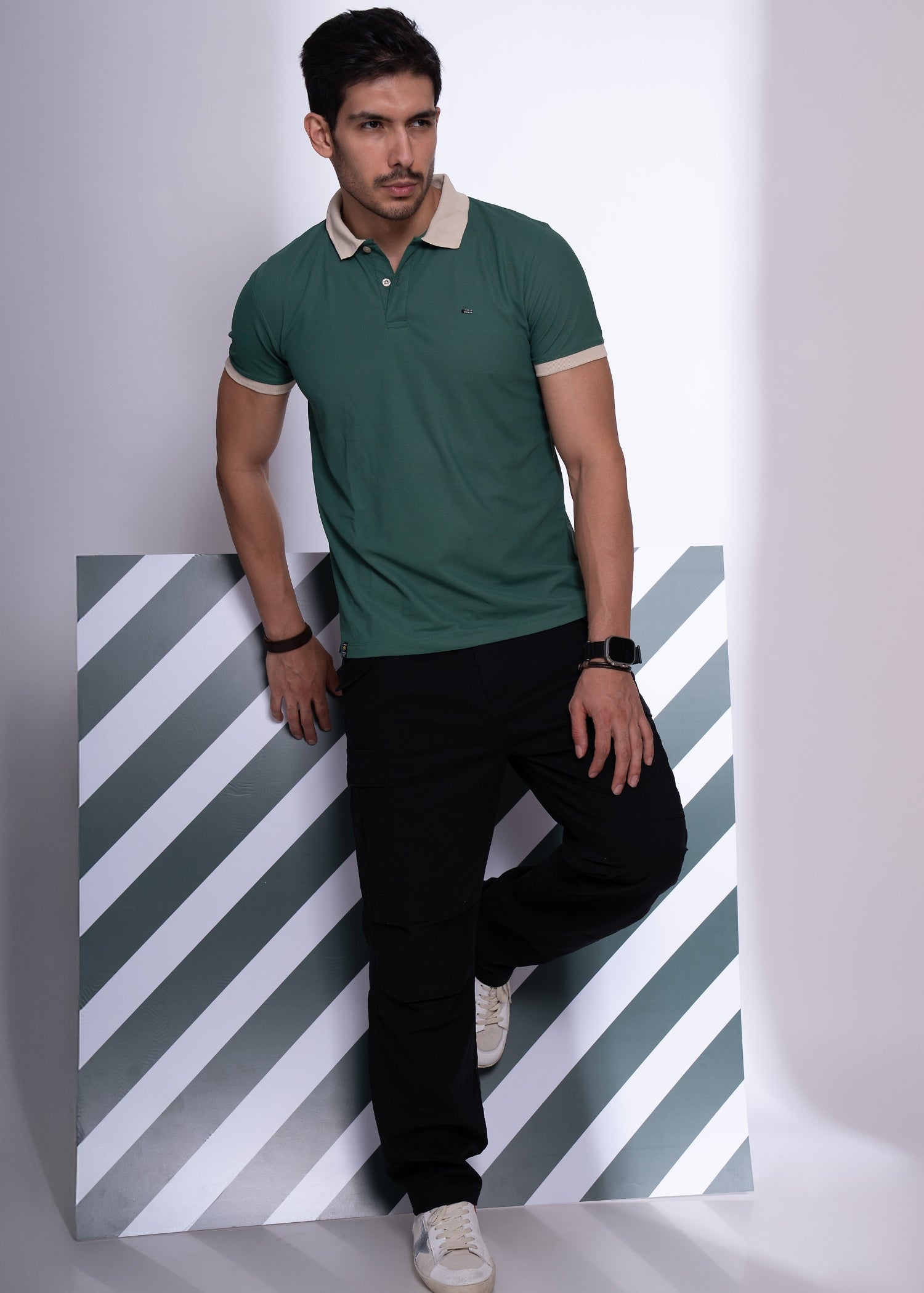 Mary Solid Polo T-Shirt: Green