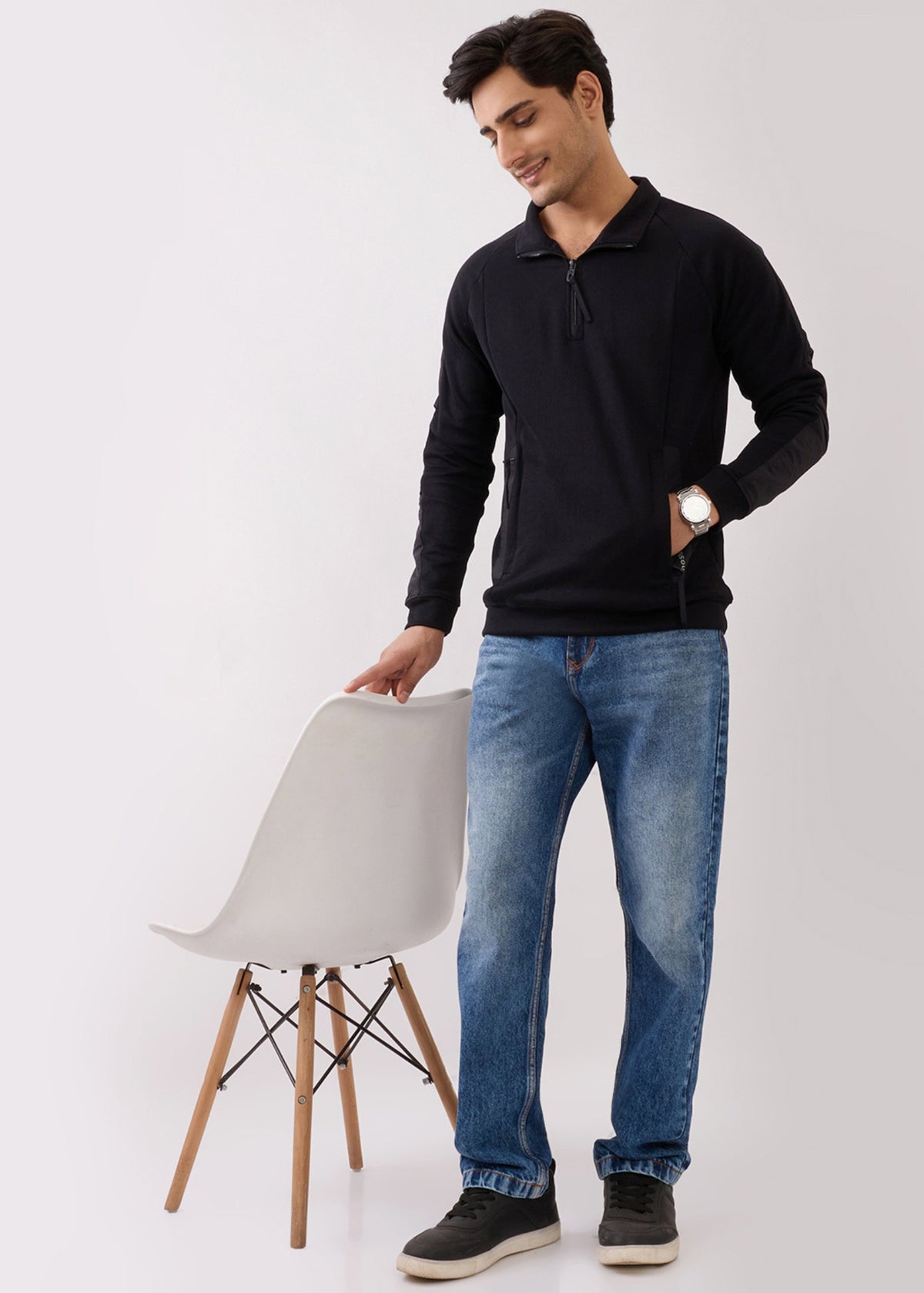 Grateful Zip-Neck Full Sleeve Sweatshirt