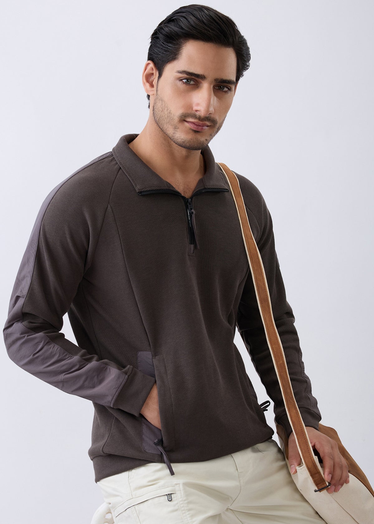 Grateful Zip-Neck Full Sleeve Sweatshirt