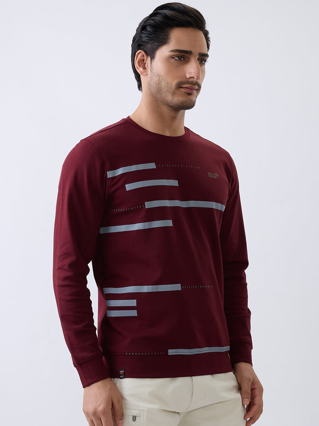 Branding Full Sleeve Printed Pullover: Wine