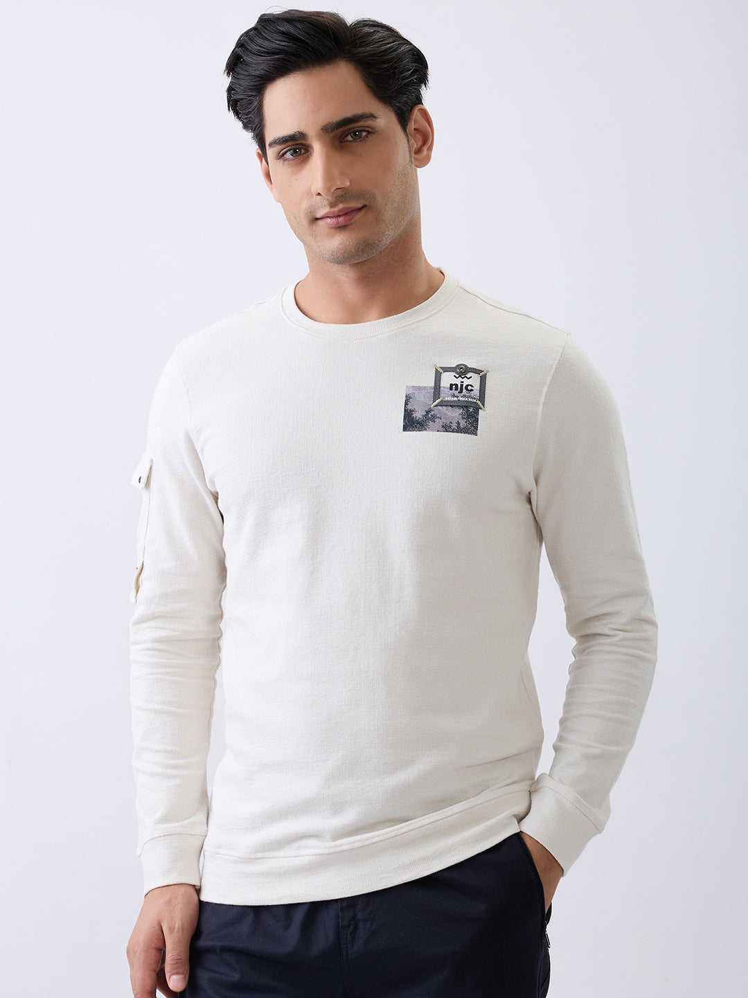 Moving Full Sleeve T-Shirt: Off White