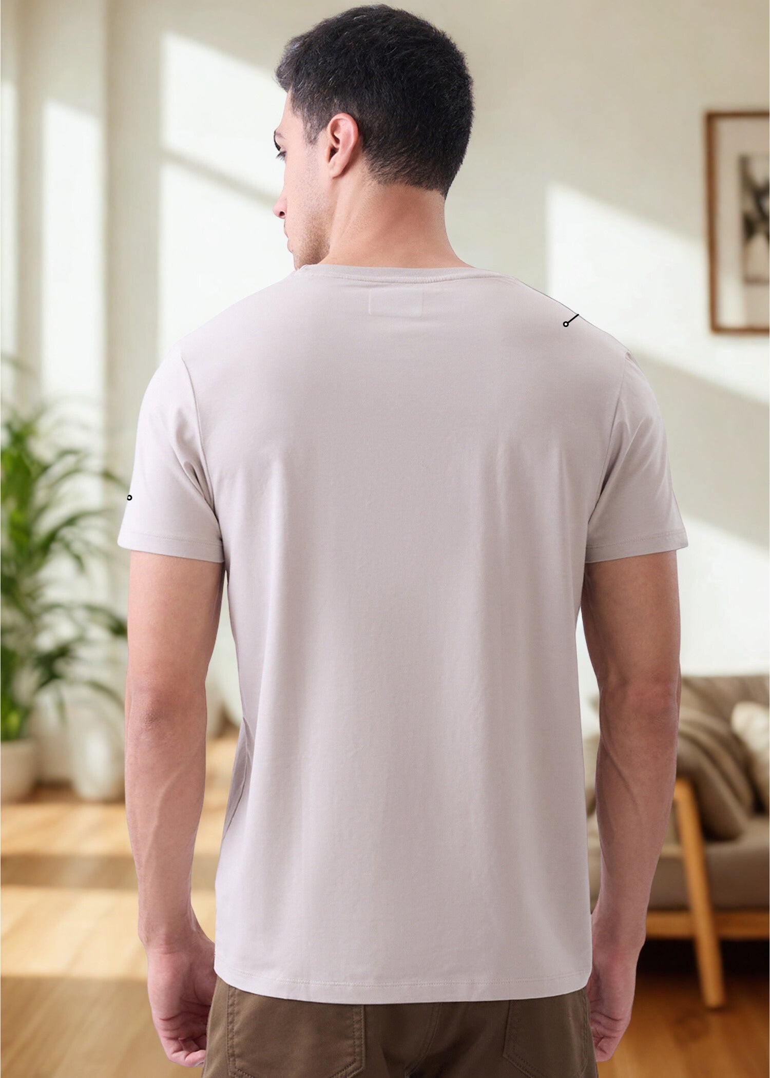 Arch Solid Half Sleeve T-Shirt: Light Grey