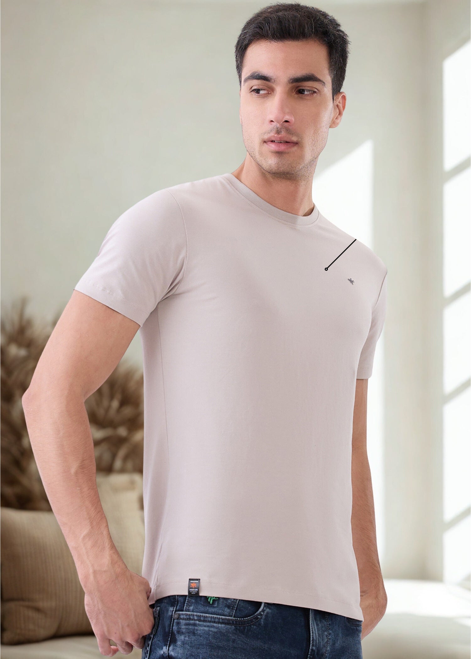 Arch Solid Half Sleeve T-Shirt: Light Grey