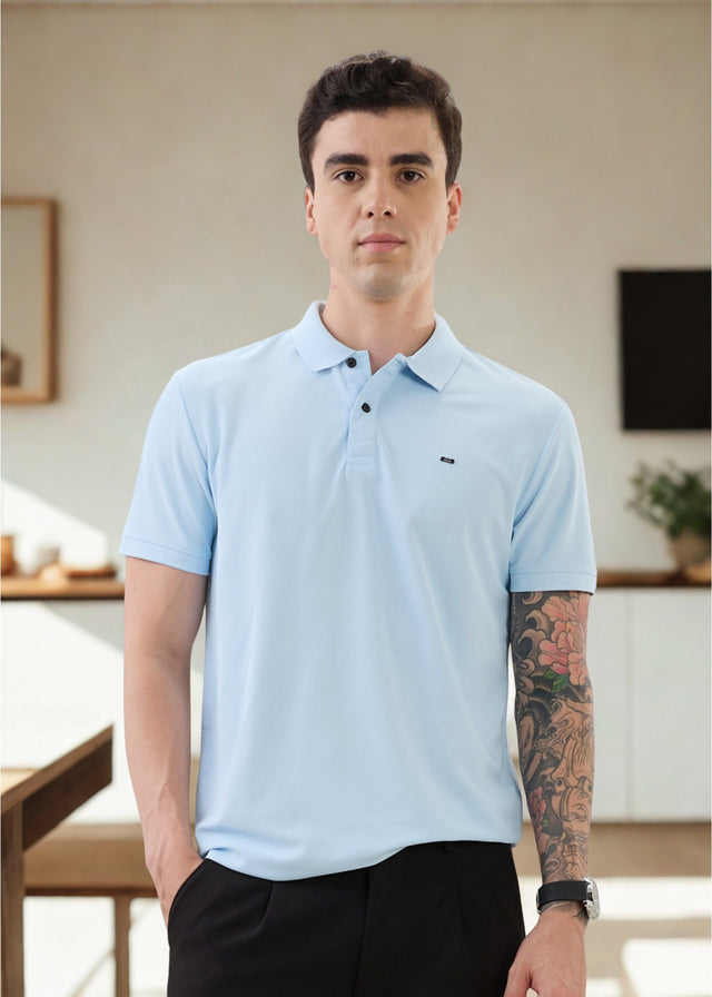 Cherry Half Sleeve Polo: Sky