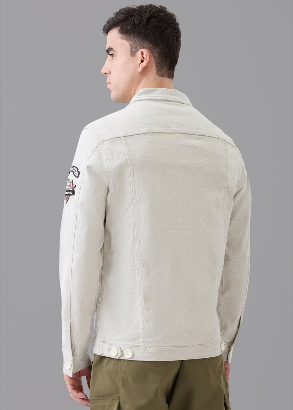 Vispo Patchwork Denim Jacket: L.Grey