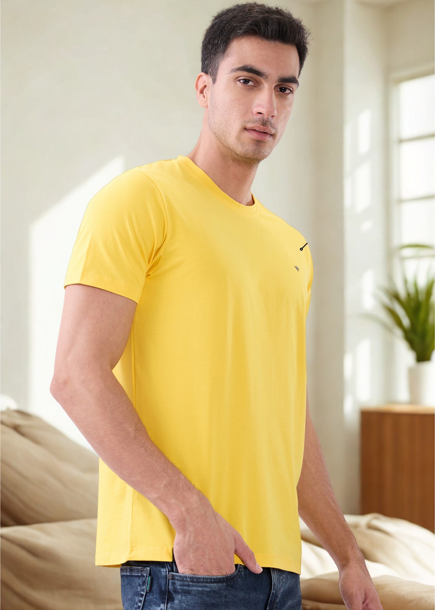 Arch Solid Half Sleeve T-Shirt: Lemon