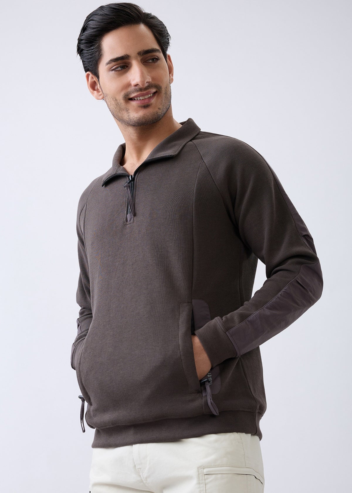 Grateful Zip-Neck Full Sleeve Sweatshirt