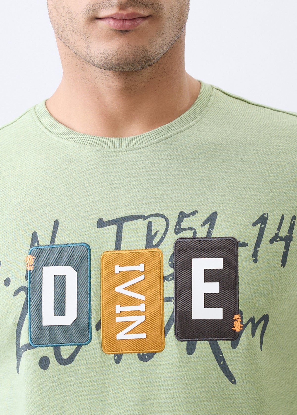 Divine Graphic Full Sleeve T-Shirt: Green