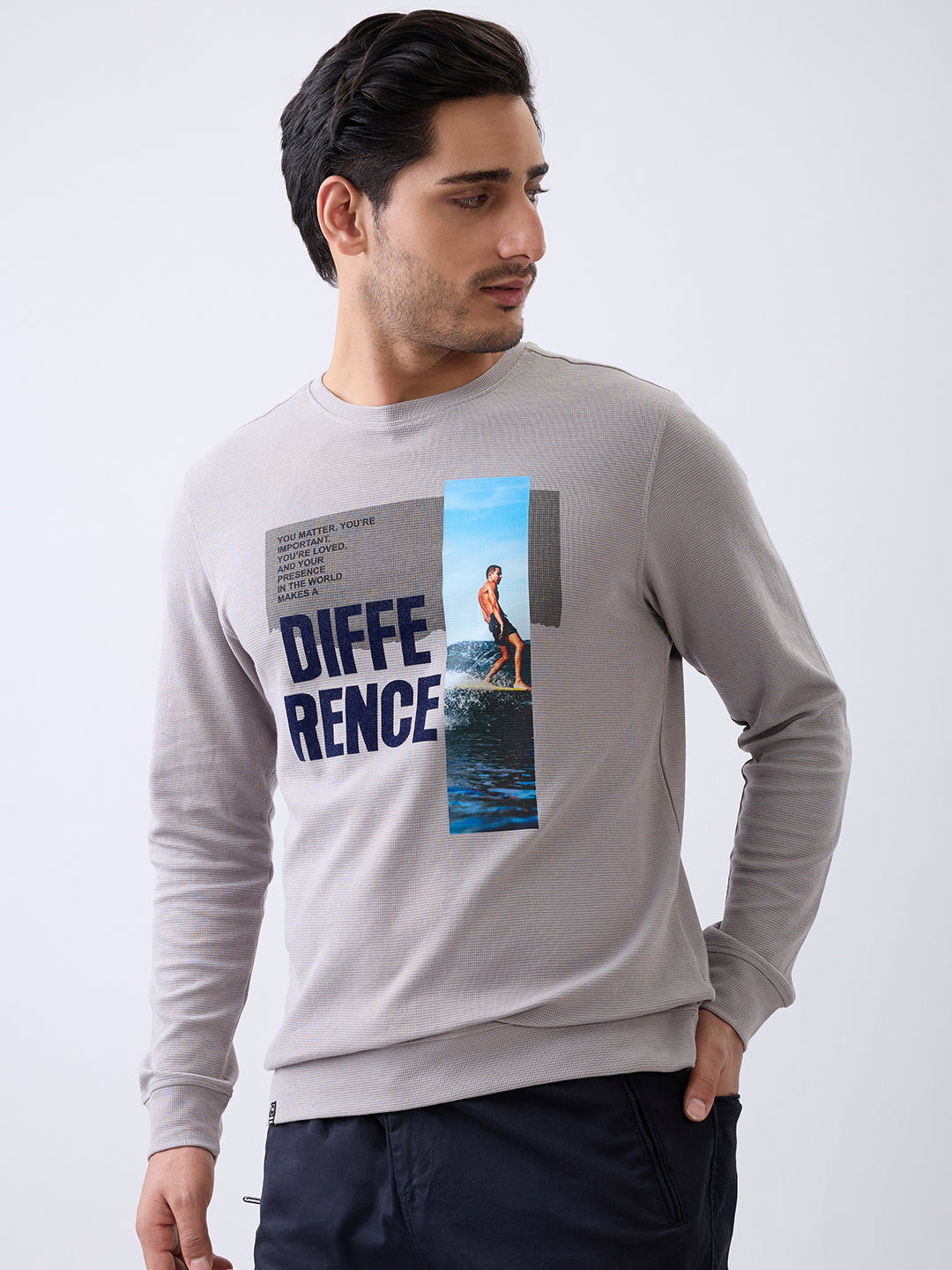 Matter Typography Fitted Sweatshirt: L.Grey