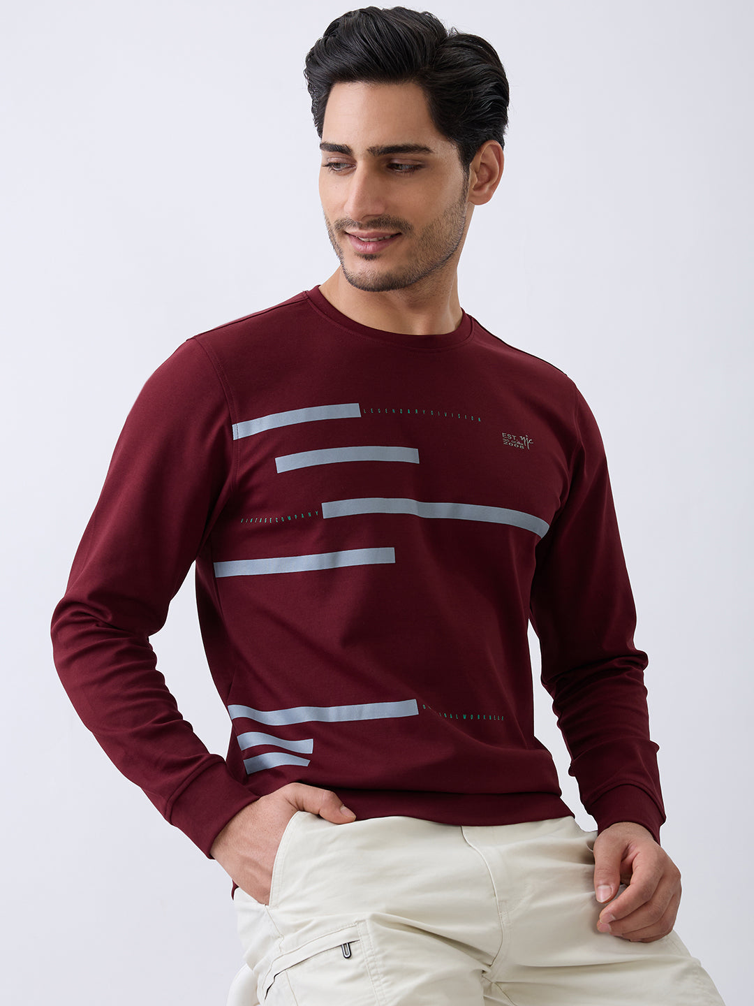 Branding Full Sleeve Printed Pullover: Wine