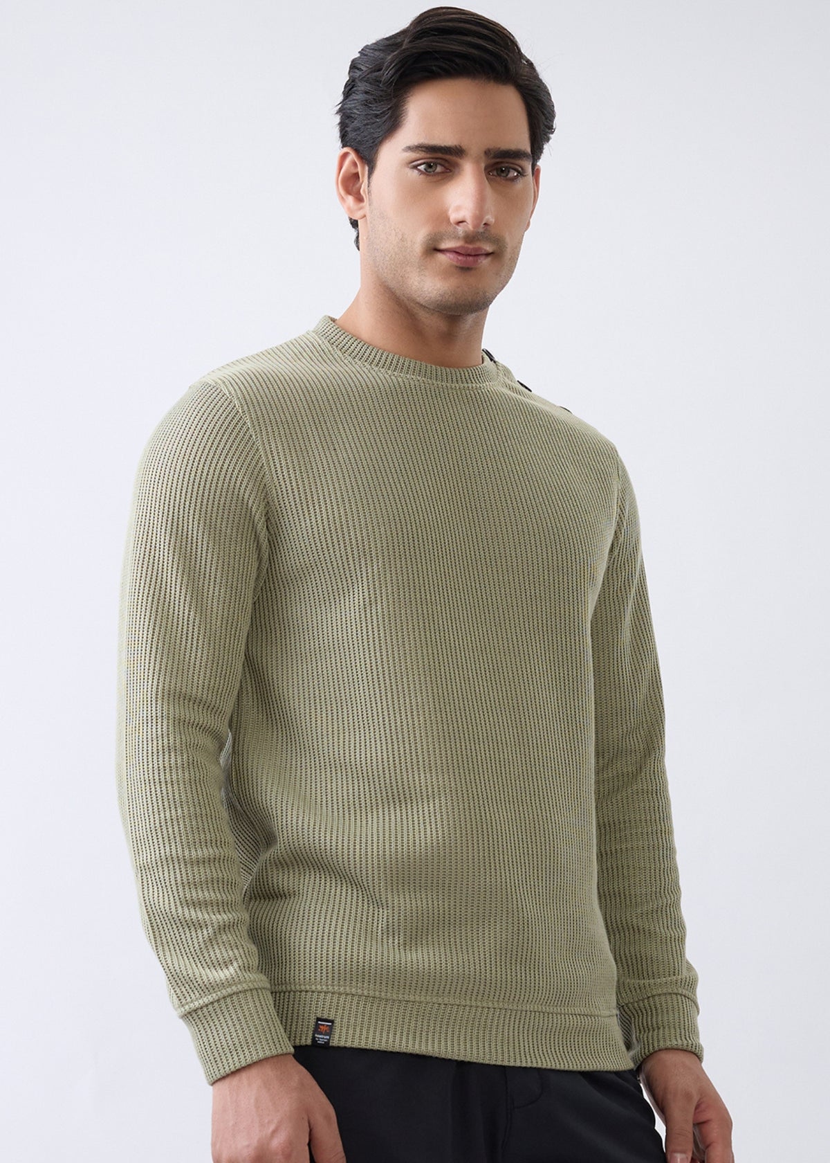 Kyota Textured Full Sleeve Sweatshirt: Pista