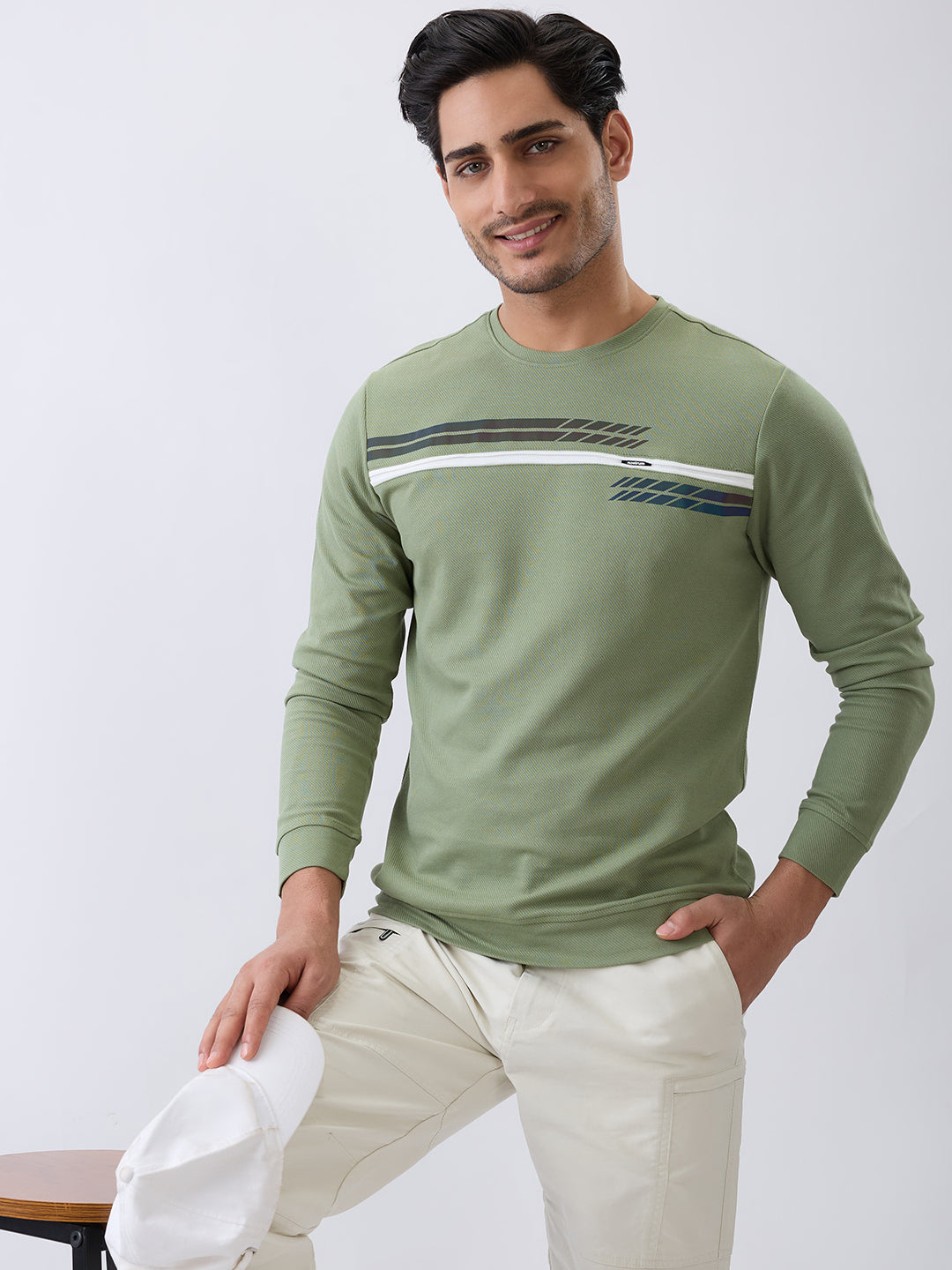 Borrow Full Sleeve T- Shirt: Green