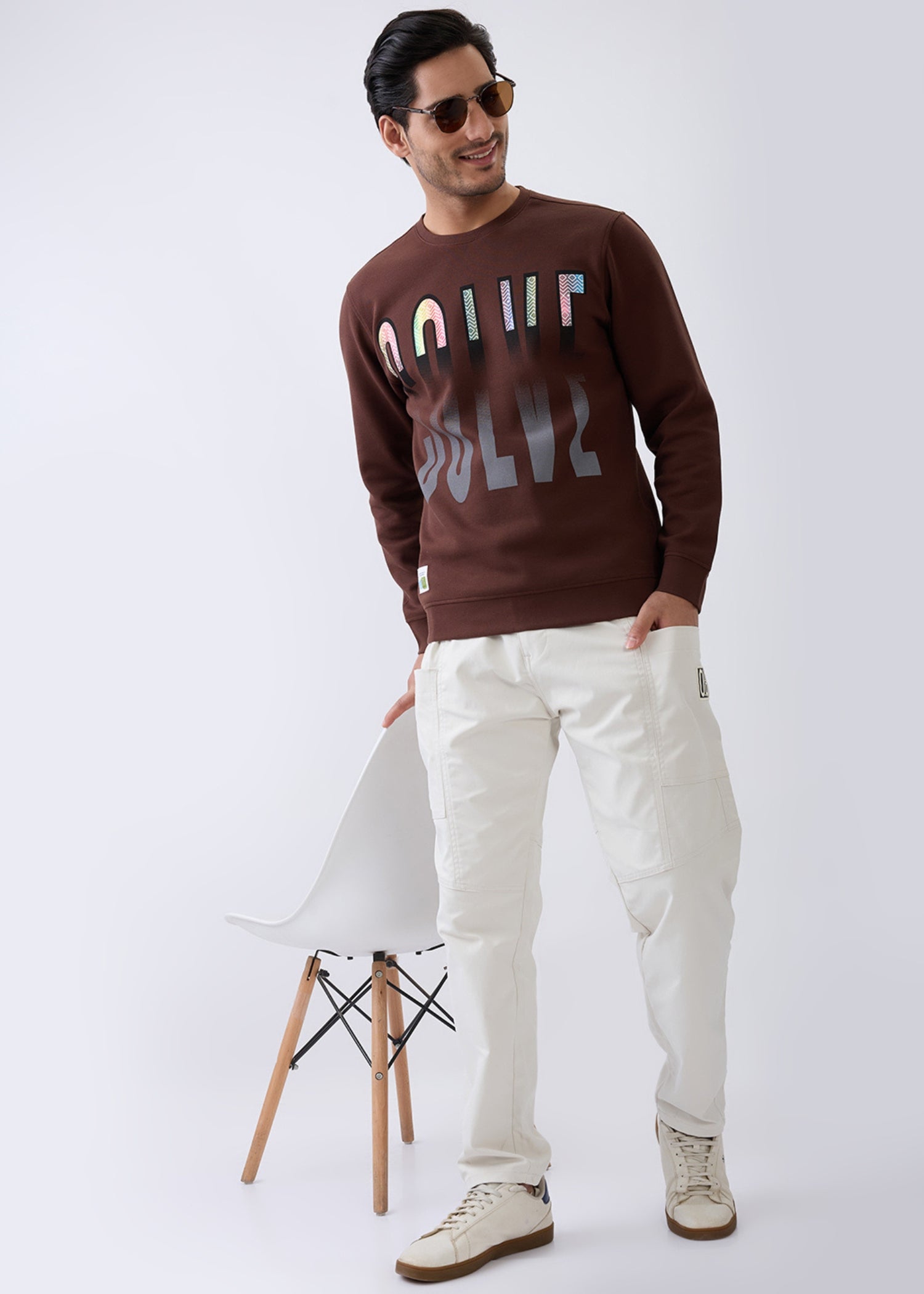 Solve Graphic Full Sleeve Sweatshirt: Brown