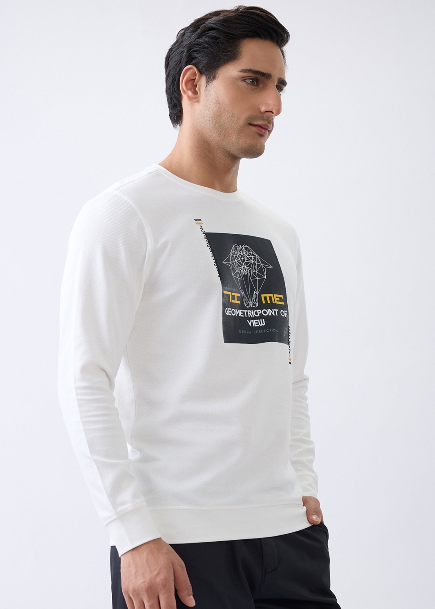 Metric Graphic Full Sleeve T-Shirt: White
