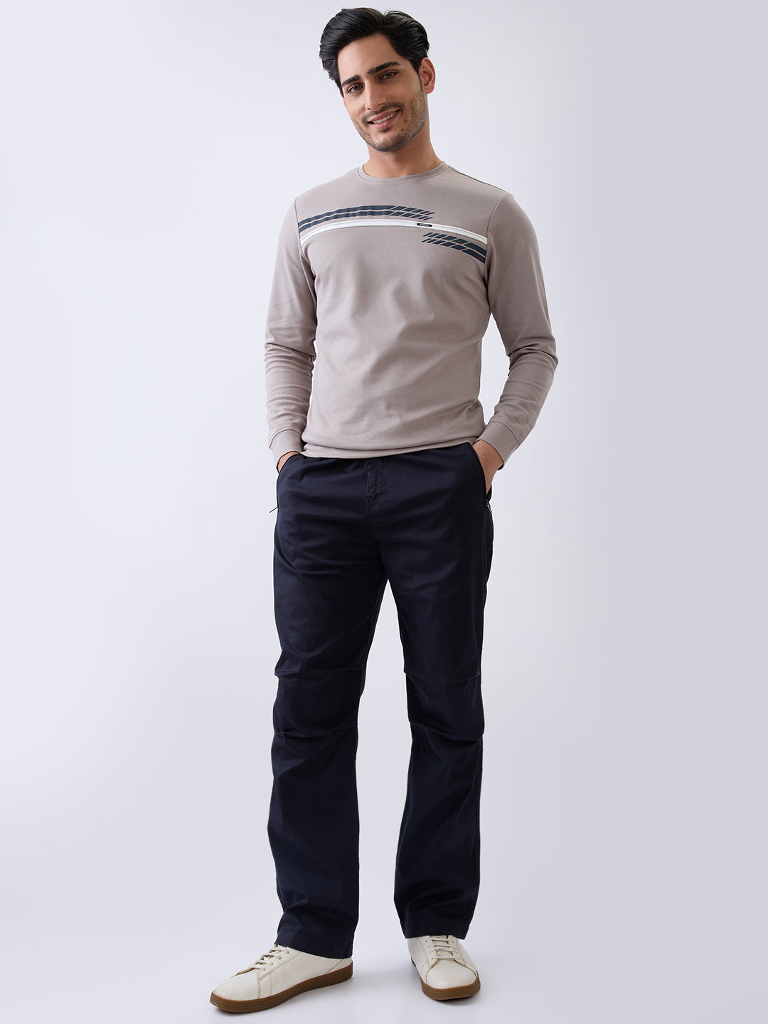 Borrow Full Sleeve T- Shirt: Beige