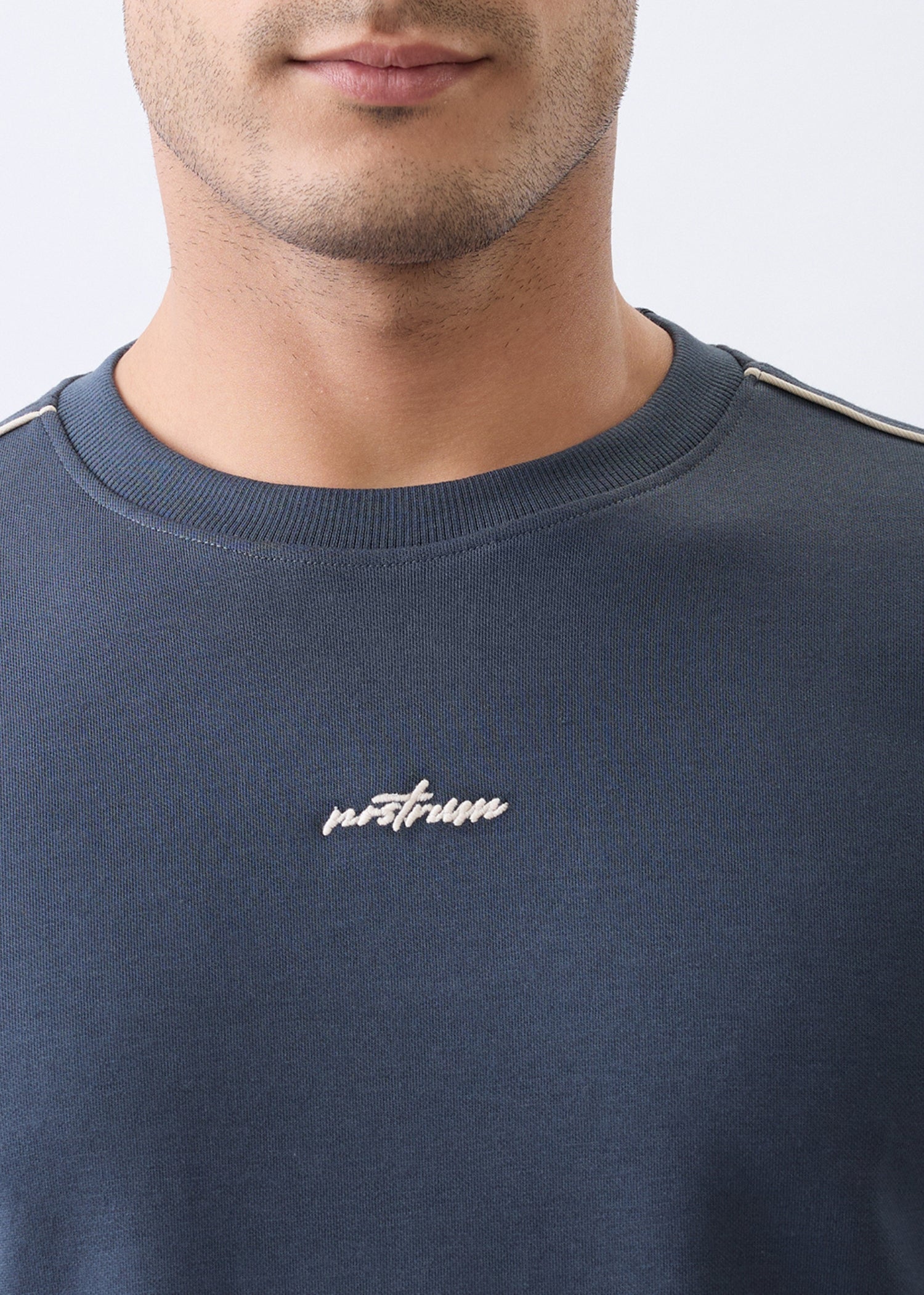 Enlish Embroidered Full Sleeve Pullover: Charcoal