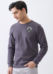 Stack Graphic Full Sleeve Sweatshirt: Charcoal