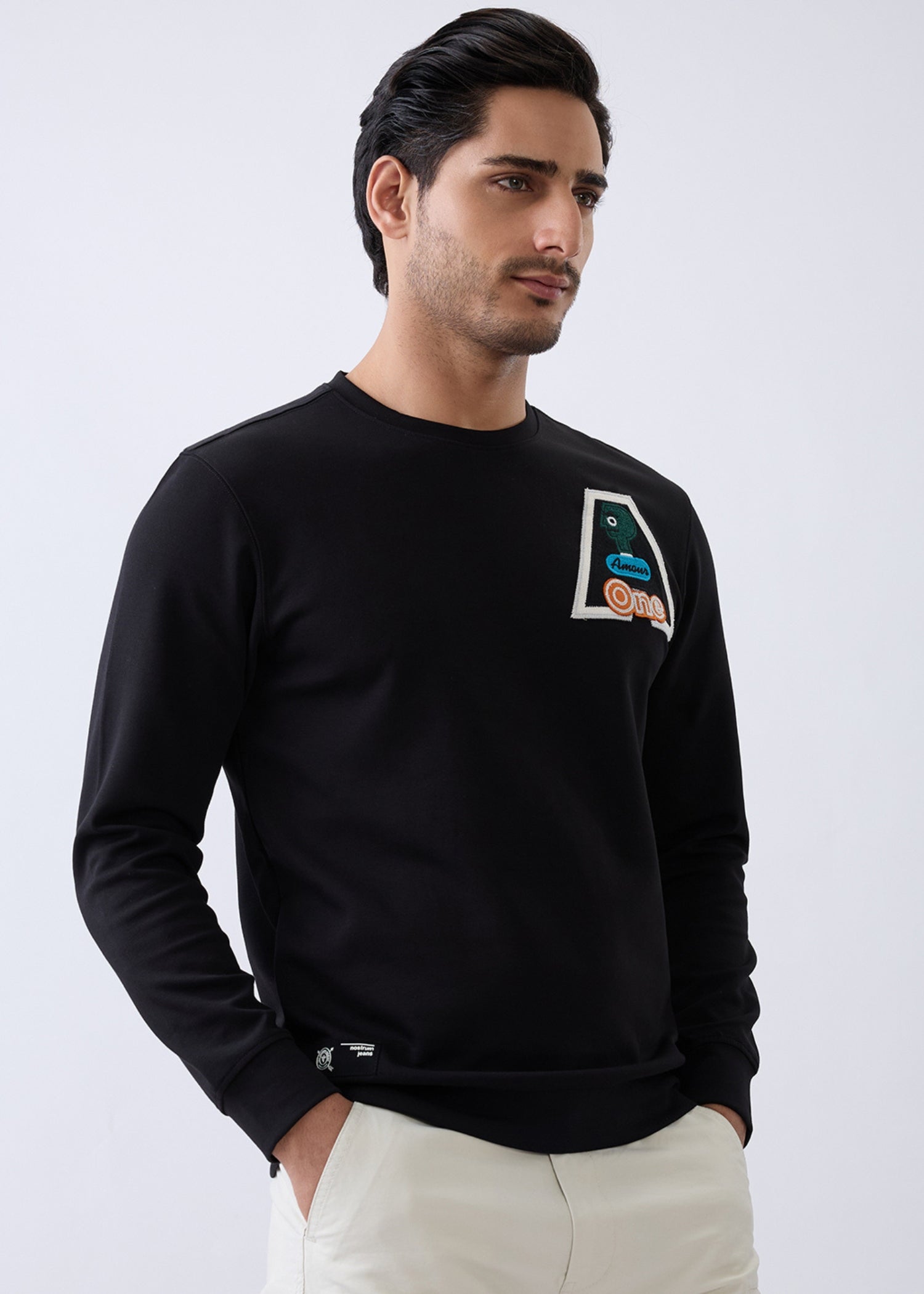 Amour Graphic Full Sleeve Sweatshirt: Black