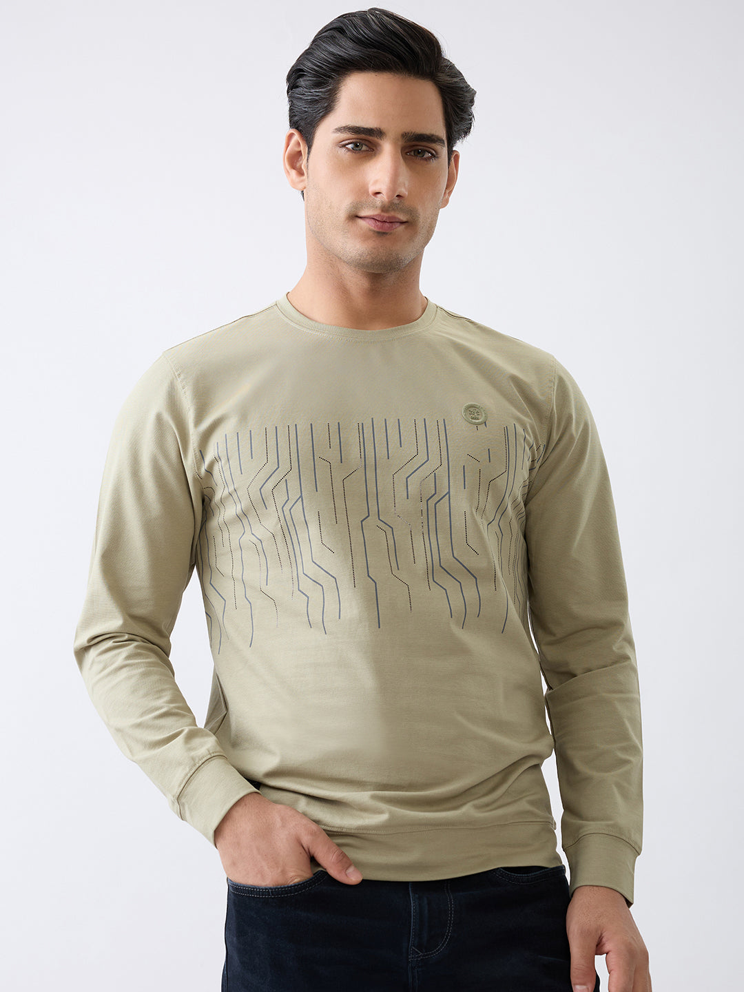 Duration Printed Full Sleeve T-Shirt : Olive