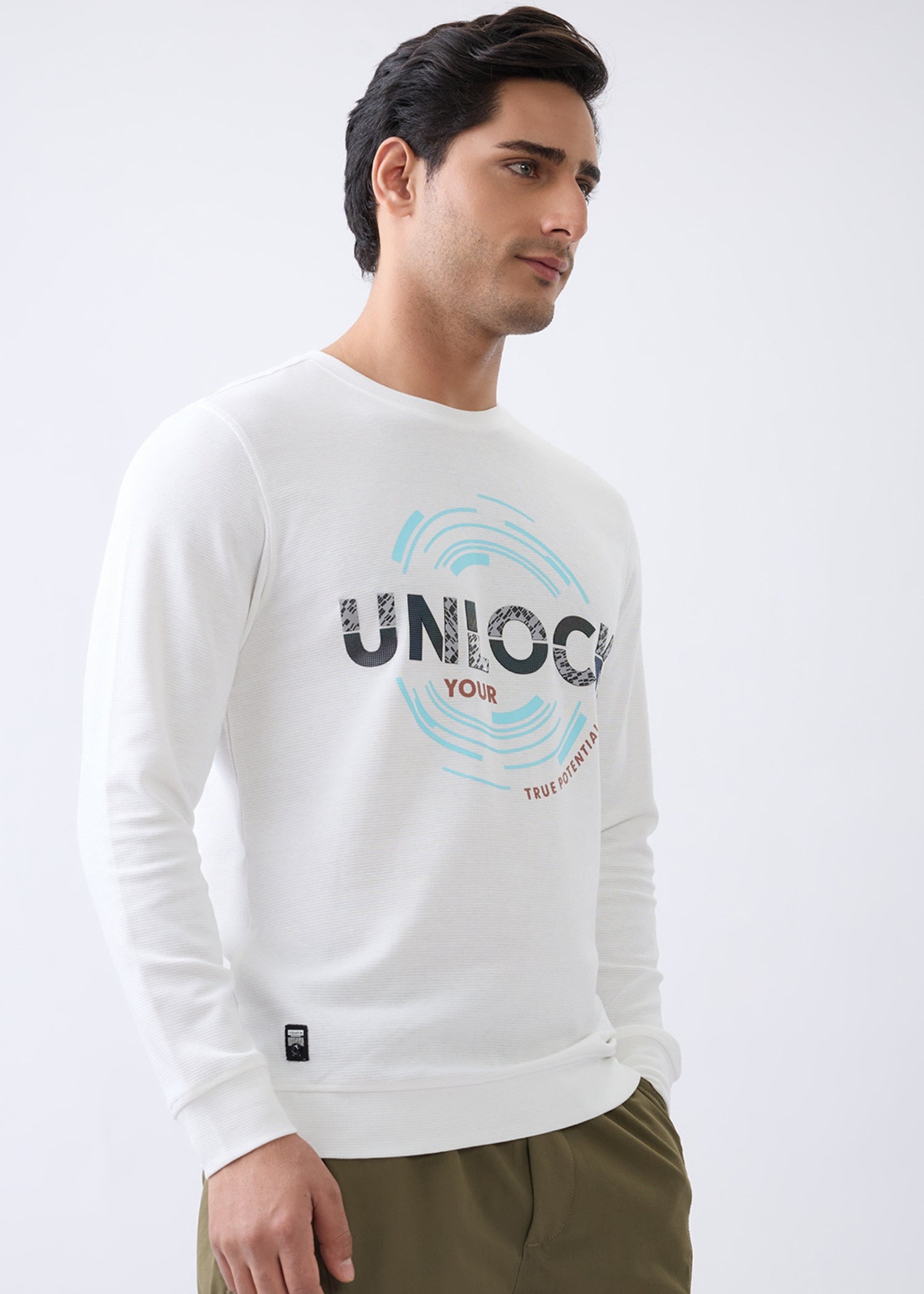 Potential Printed Full Sleeve T-Shirt: White
