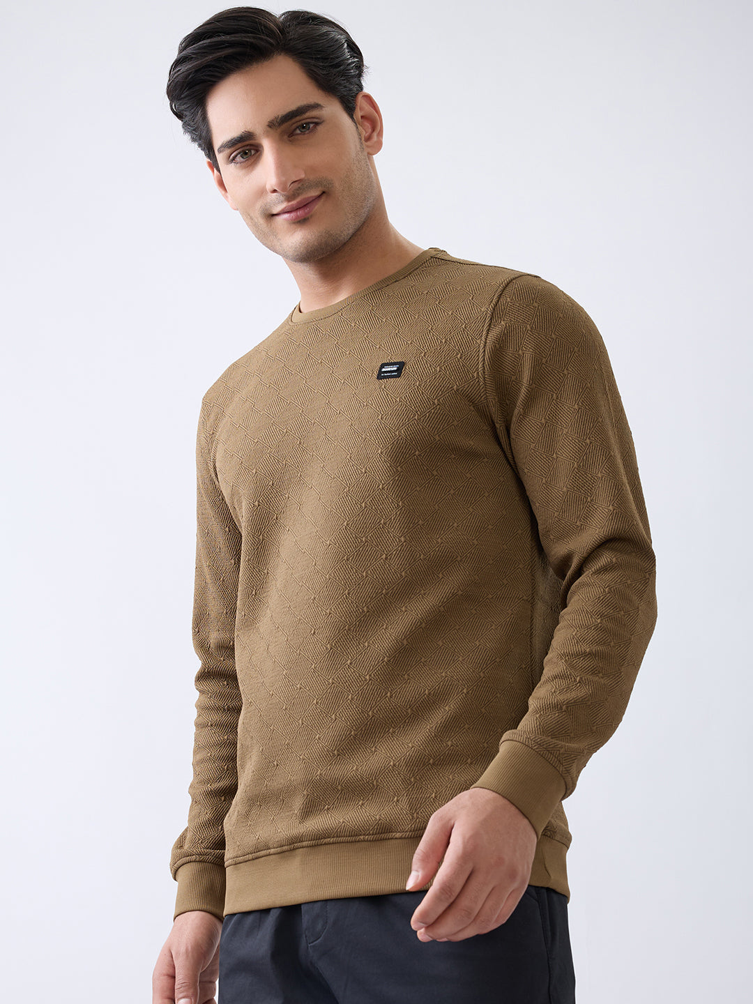 Pope Textured Full Sleeve Sweatshirt: Tan