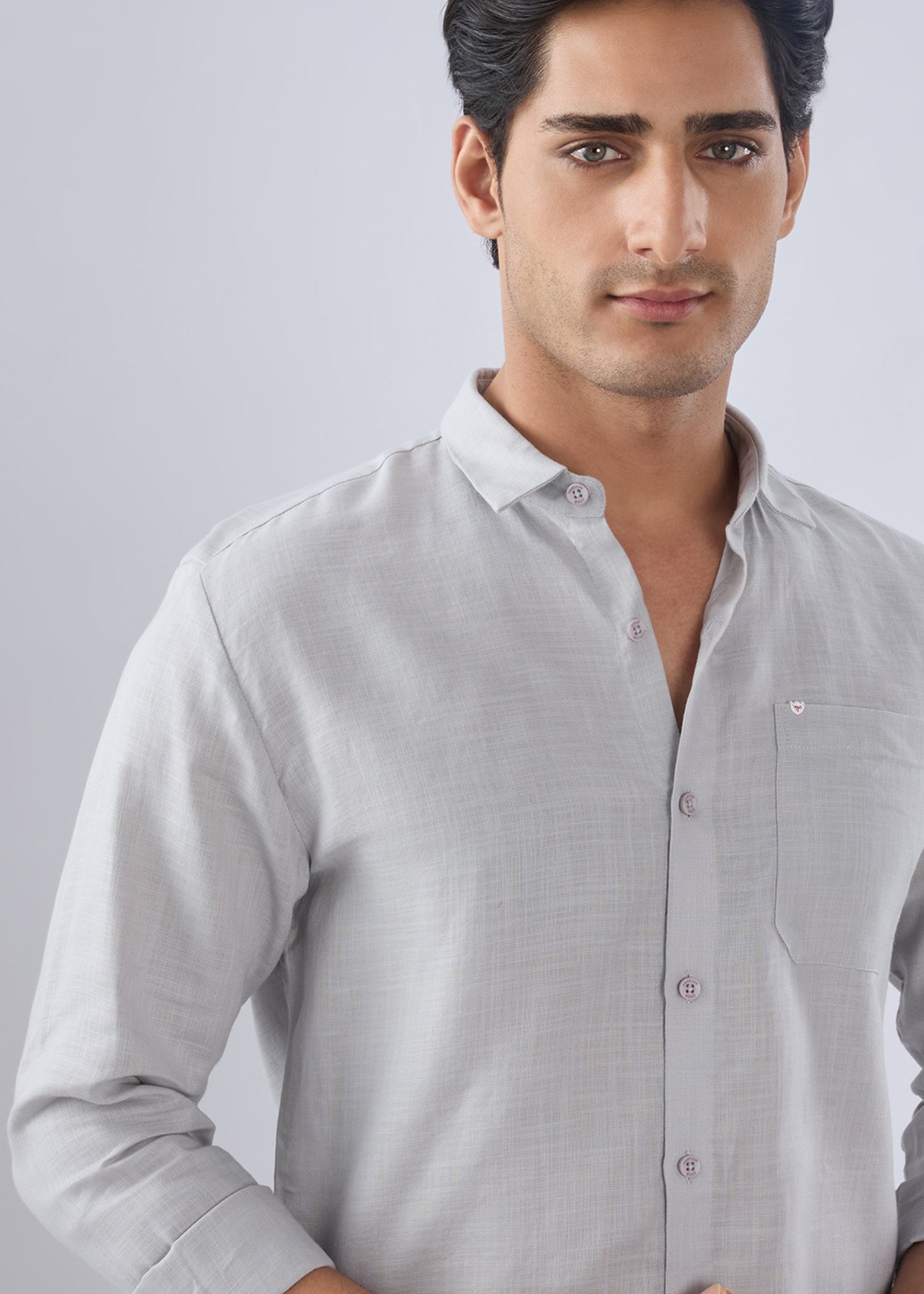 Keen Solid Full Sleeve Shirt: Light Grey