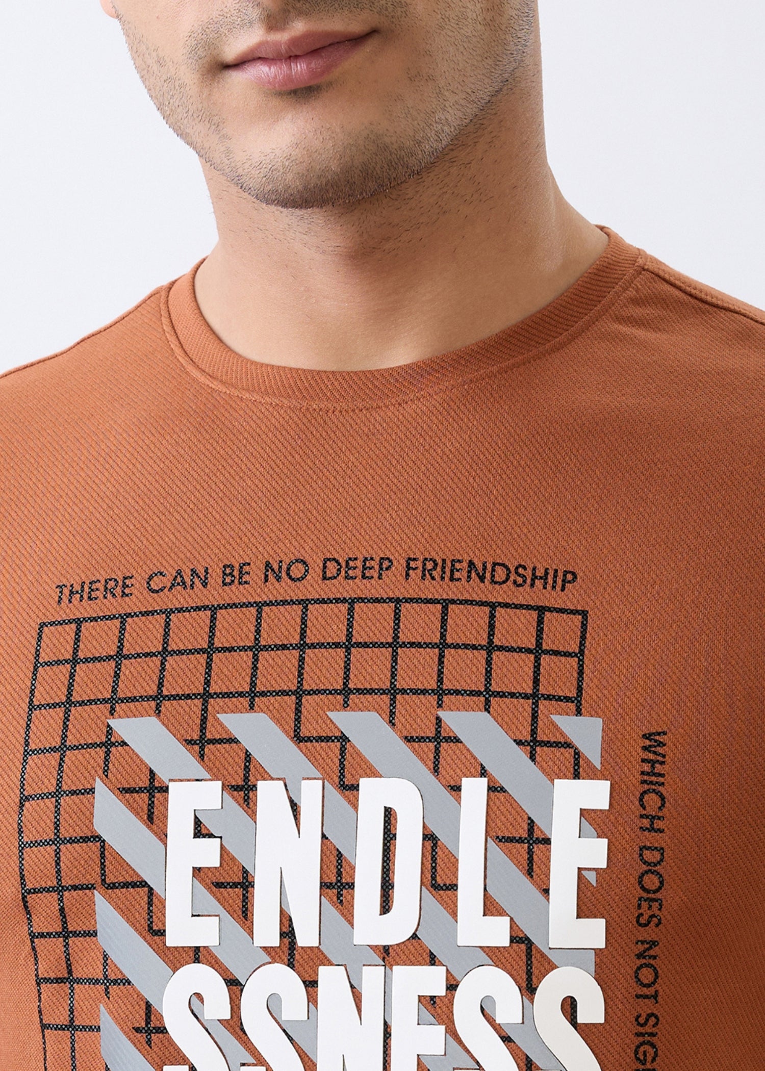 Deep Graphic Full Sleeve Sweatshirt: Rust
