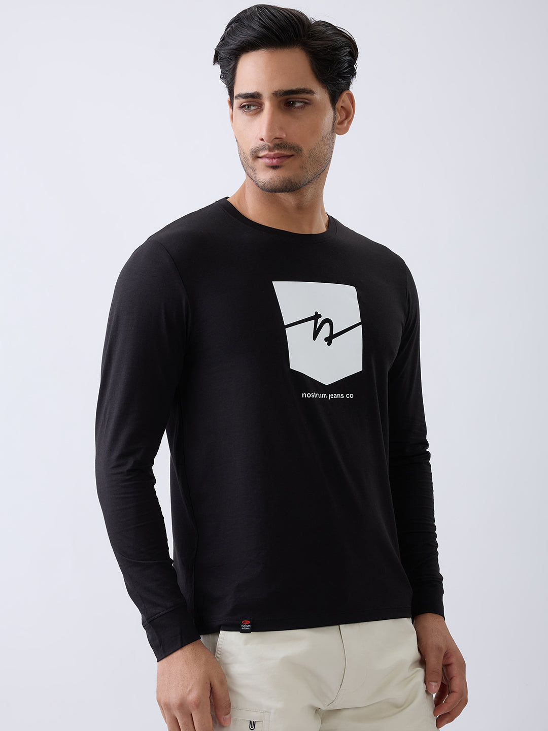 Star 1 Fitted Full Sleeve Pullover: Black