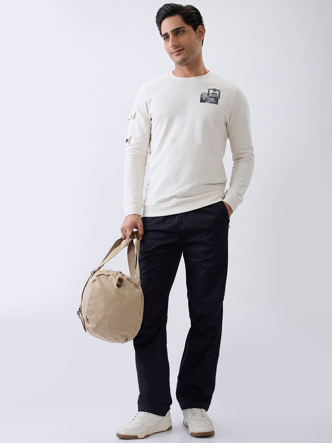 Moving Full Sleeve T-Shirt: Off White