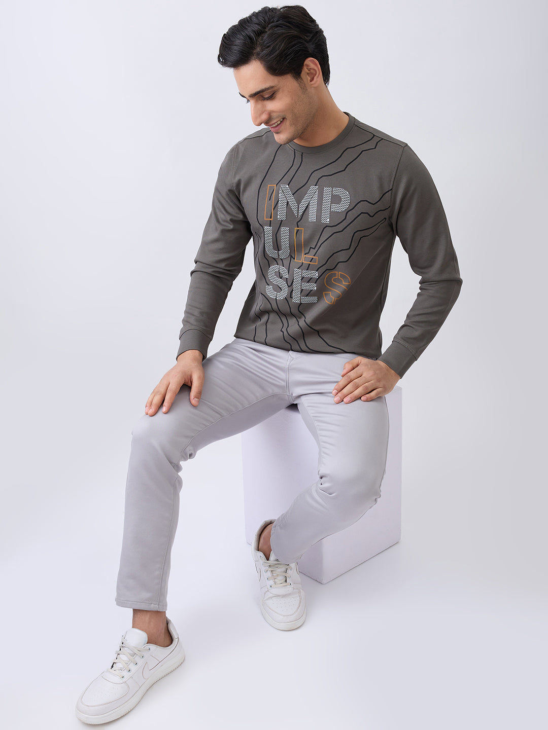 Impulses Fitted Sweatshirt: Olive