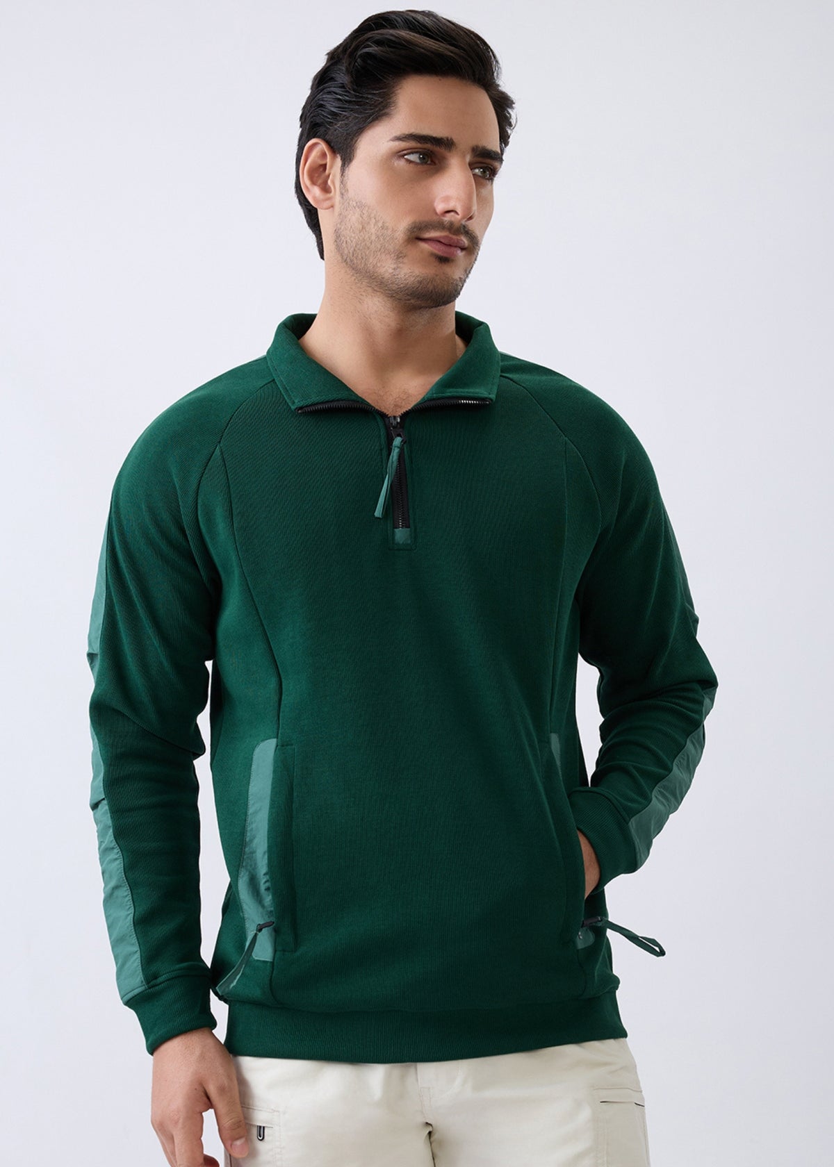 Grateful Zip-Neck Full Sleeve Sweatshirt
