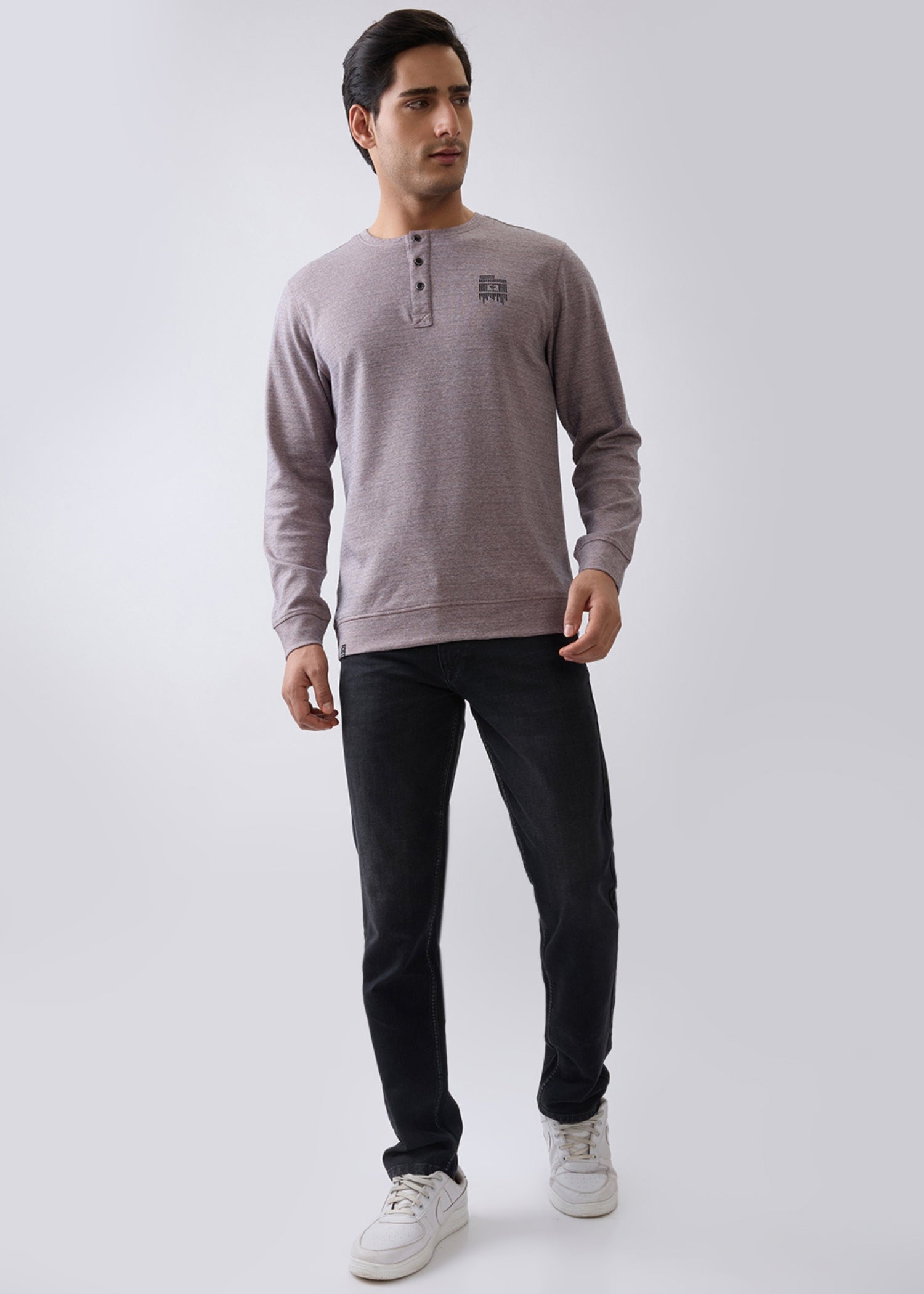 Version Henley Neck Full Sleeve T-Shirt: Onion