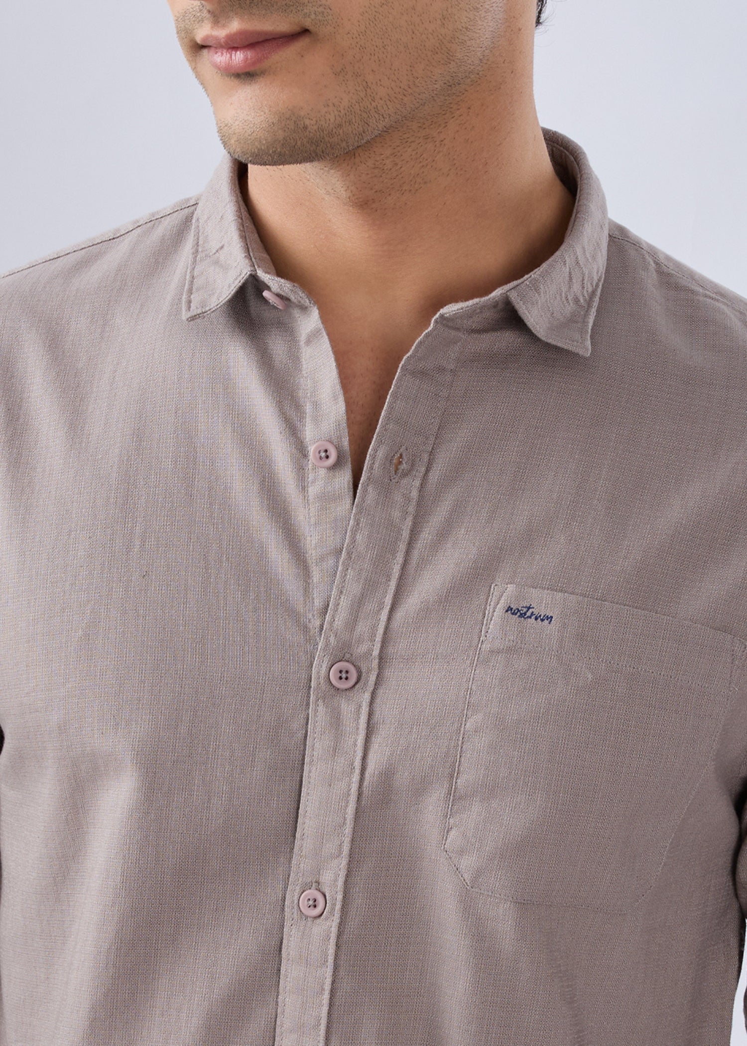 Contain Solid Full Sleeve Shirt: Grey