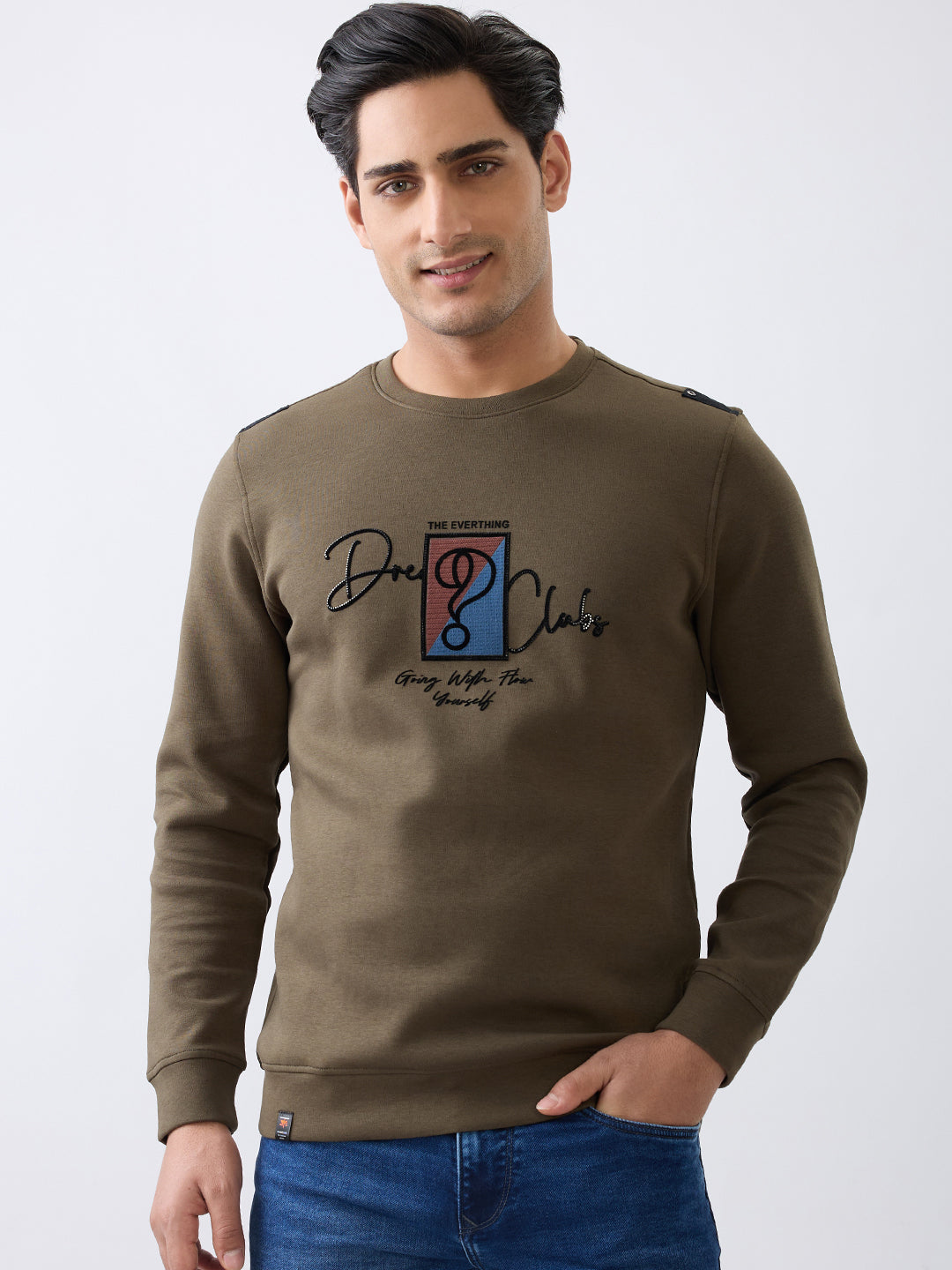 Dawking Graphic Full Sleeve T-Shirt: Olive