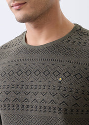 Graze Printed Full Sleeve Pullover: Olive