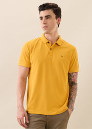 Cherry Half Sleeve Polo: Mustard