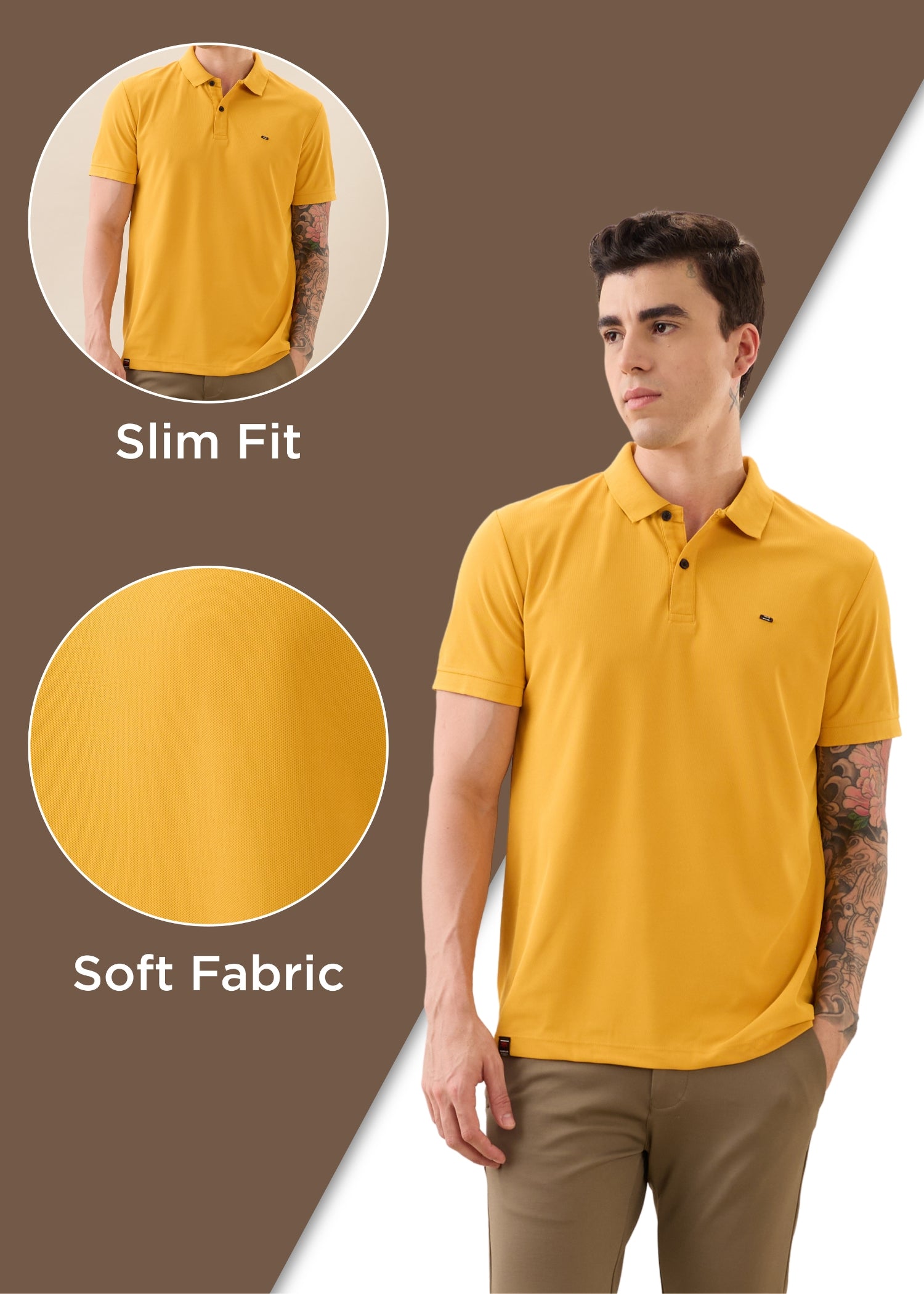 Cherry Half Sleeve T-shirt: Mustard