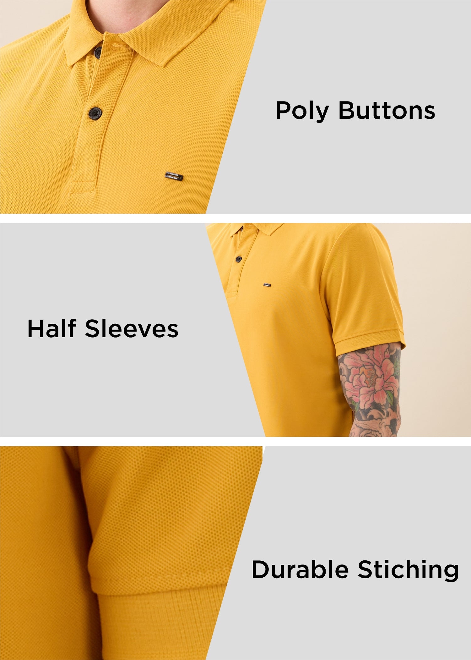 Cherry Half Sleeve T-shirt: Mustard