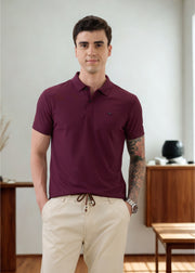 Cherry Half Sleeve Polo: Wine