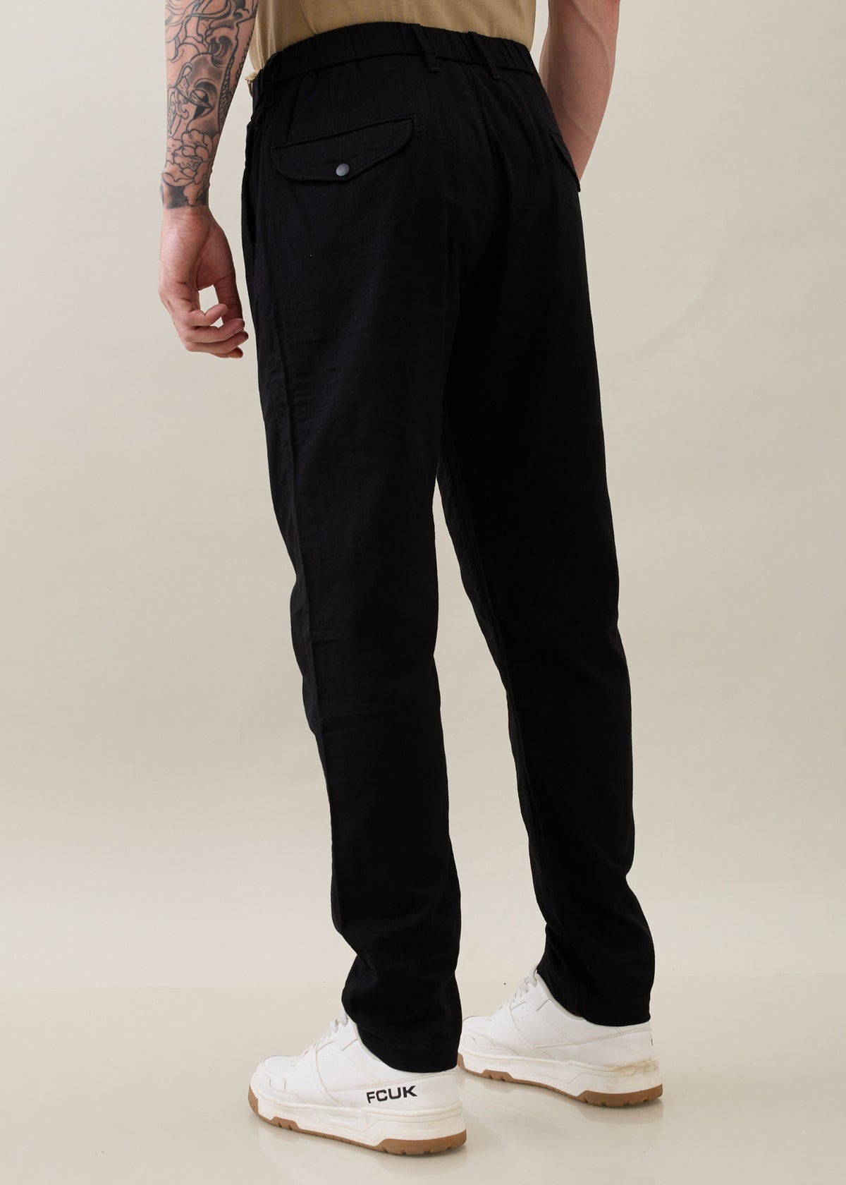 Ceylon Linen Blend Relaxed Trouser: Black