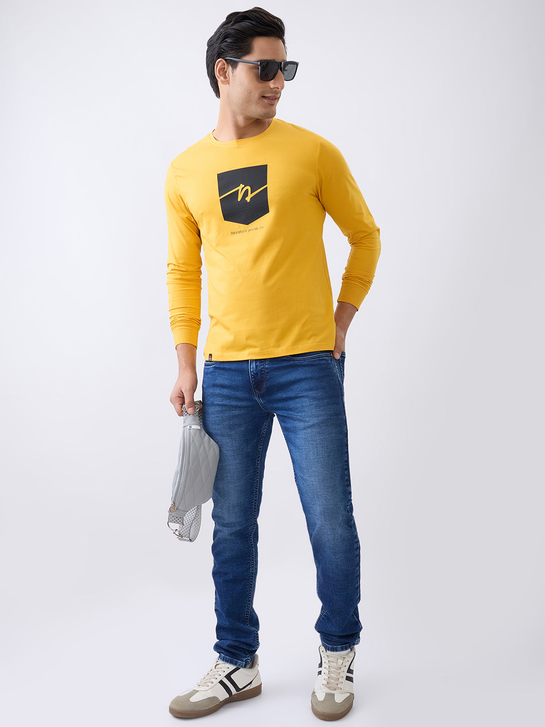 Star 1 Fitted Full Sleeve Pullover: Mustard