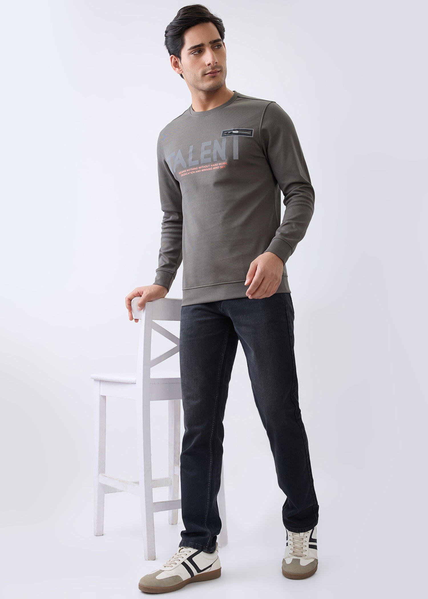 Dedicate Graphic Full Sleeve Sweatshirt: Olive