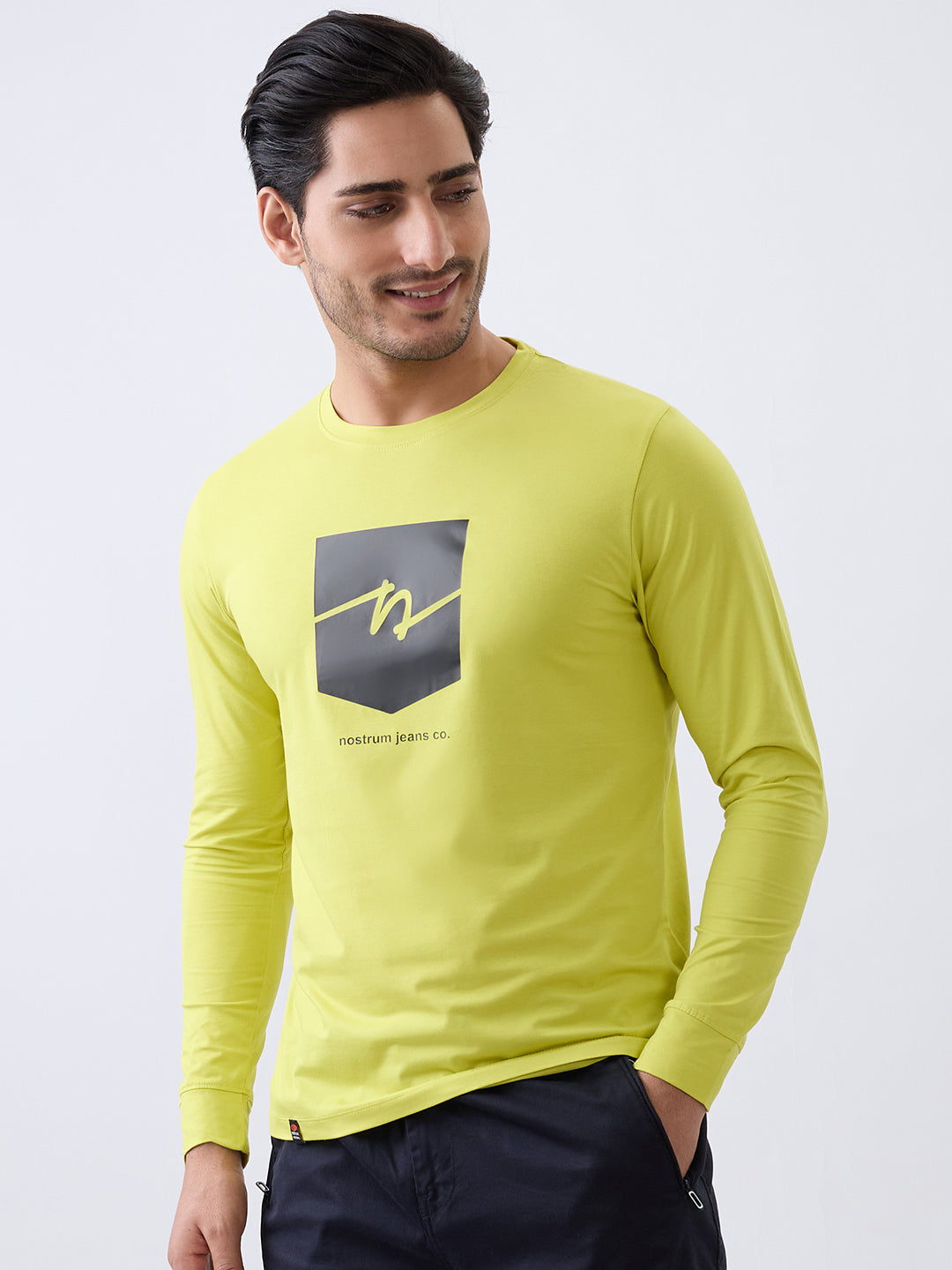 Star 1 Fitted Full Sleeve Pullover: F.Green