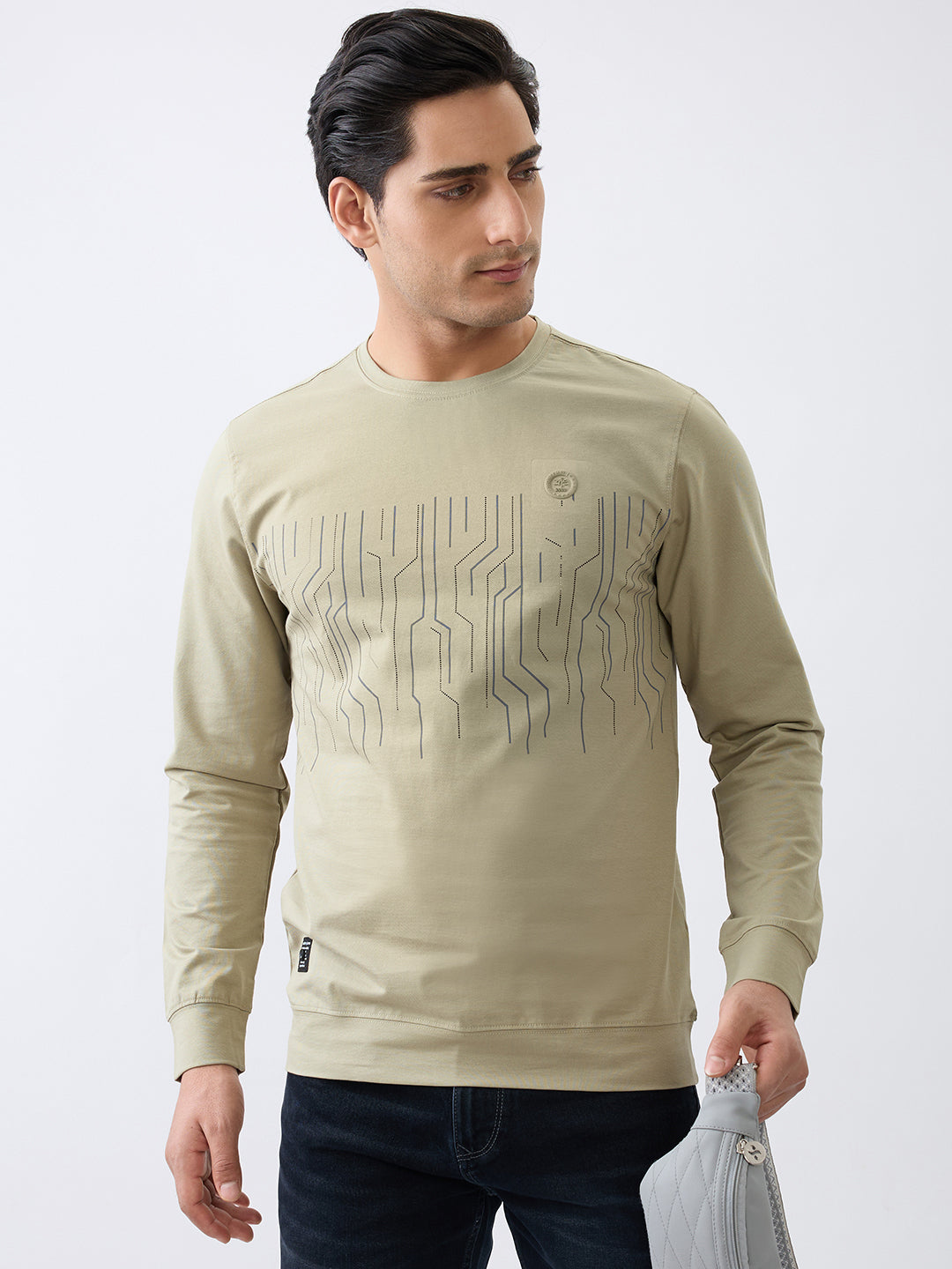 Duration Printed Full Sleeve T-Shirt : Olive