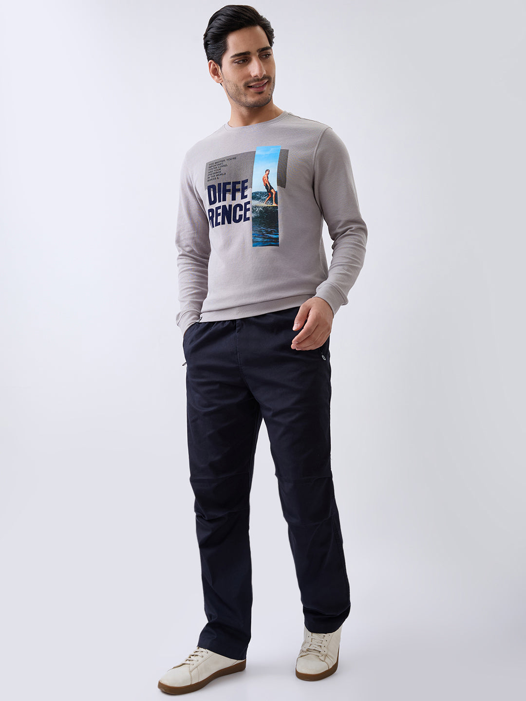 Matter Typography Fitted Sweatshirt: L.Grey
