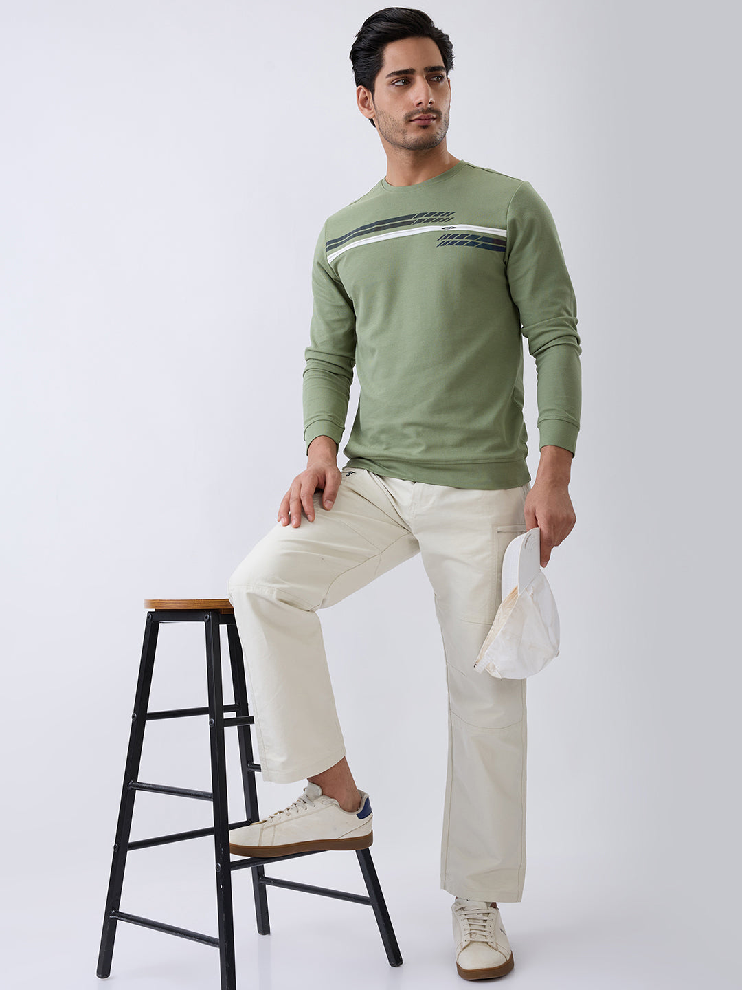 Borrow Full Sleeve T- Shirt: Green